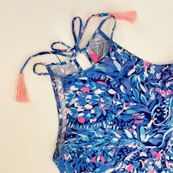 Lilly Pulitzer Margot Dress Blue Floral Size XXS 100% Pima Cotton - Picture 4 of 6